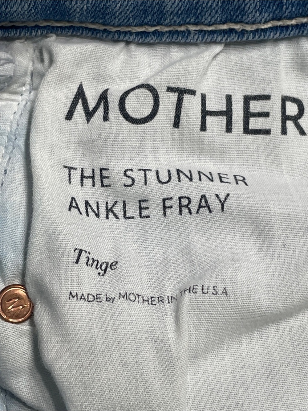 Mother’s Women's High-Rise button-fly blue Jeans. Fray hem. The Stunner. Size 24 - Picture 8 of 12